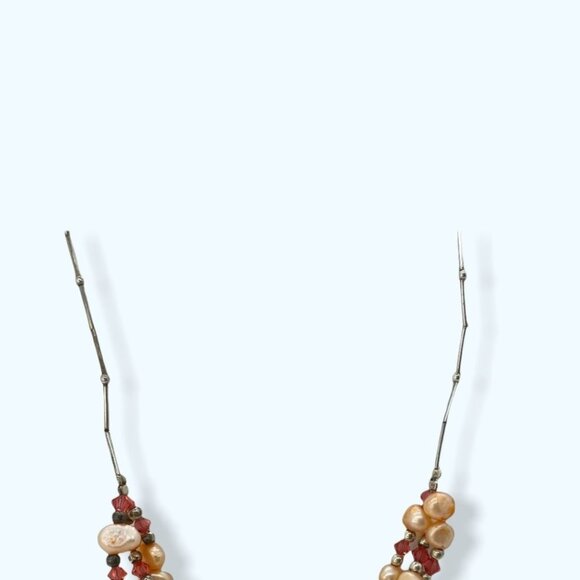 Bohemian Pearl & Coral Beaded Necklace Hippie Festival Beach - Picture 2 of 3